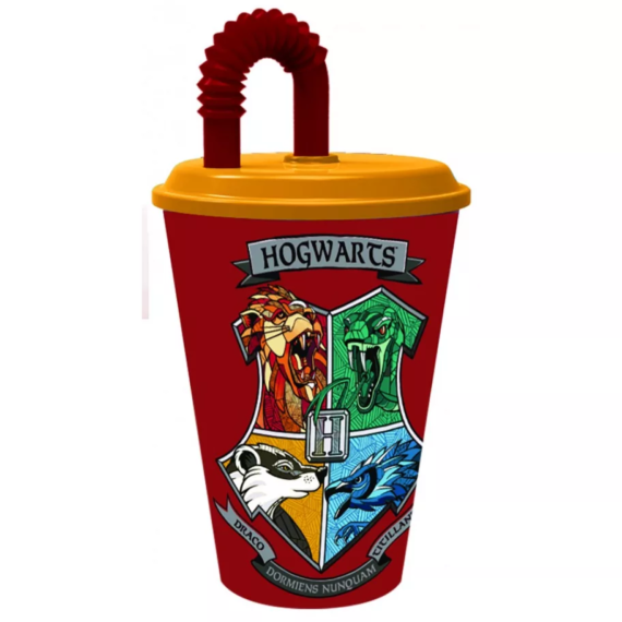 Harry Potter szívószálas pohár, műanyag 430 ml