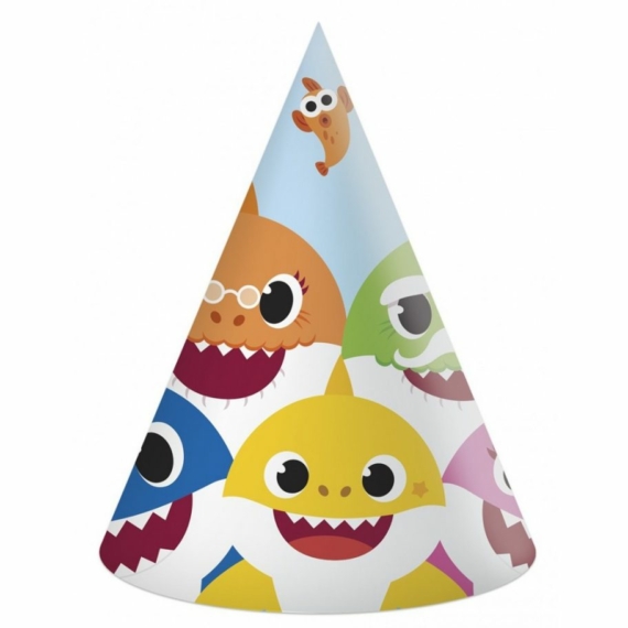 Baby Shark Parti kalap, csákó 6 db-os 
