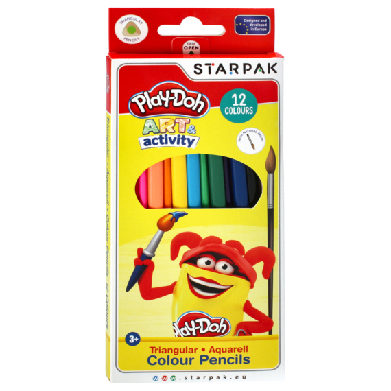 Play-Doh Aquarell 12-es, háromszögletű színes ceruza készlet, 