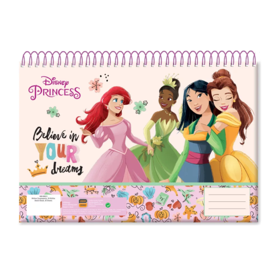 Disney Hercegnők Dreams A/4 spirál vázlatfüzet, 30 lapos 